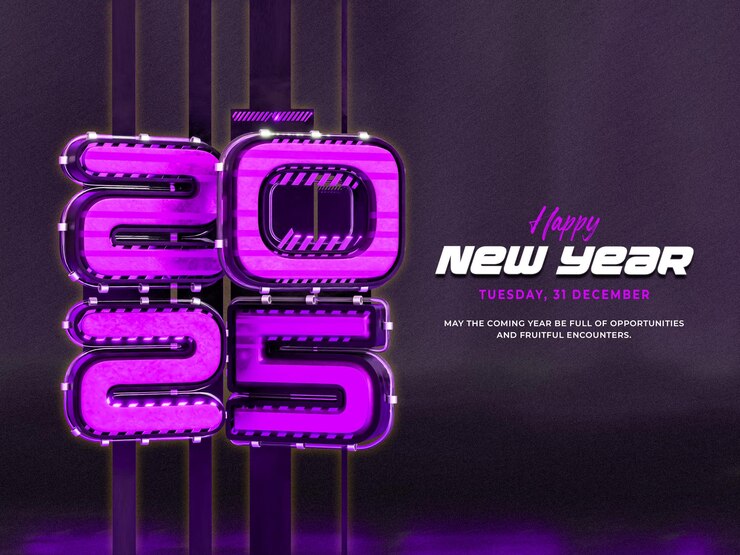 Free PSD happy new year 2025 3d banner design template