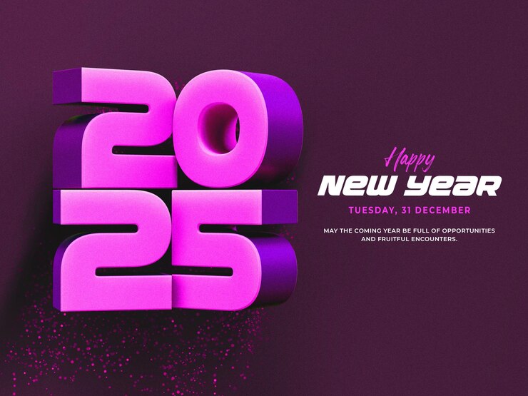 Free PSD happy new year 2025 3d banner design template