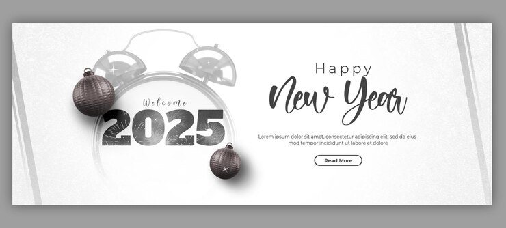 Free PSD happy new year 2025 celebration facebook cover post design or banner template