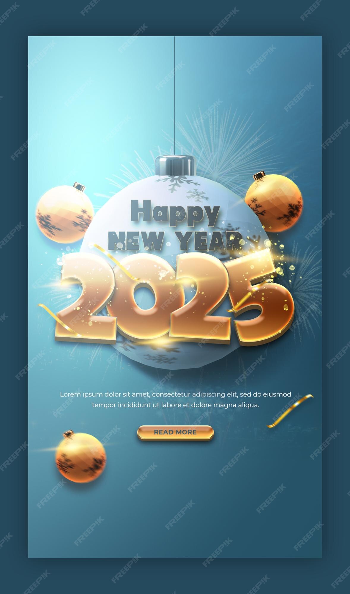 Free PSD Happy New Year 2025 celebration Instagram and Facebook story