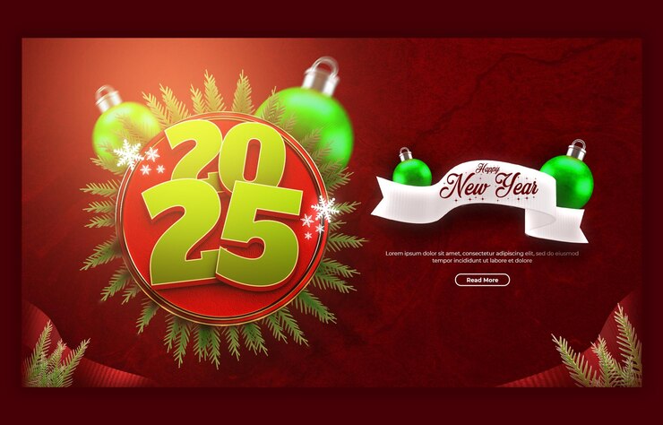 मुफ़्त PSD happy new year 2025 celebration web banner design template