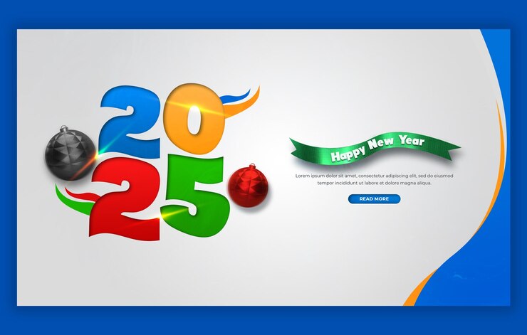 मुफ़्त PSD हैप्पी नया साल 2025 सेलिब्रेशन वेब बैनर डिज़ाइन टेम्पलेट