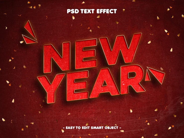 Free PSD happy new year 2025 editable text effect