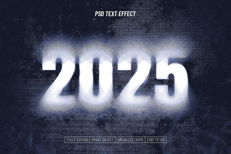 Free PSD happy new year 2025 editable text effect