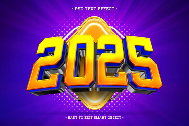 Free PSD happy new year 2025 text effect