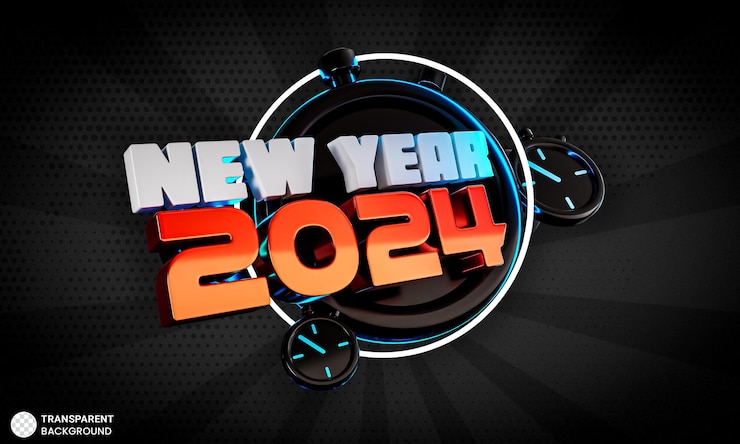 मुफ़्त PSD happy new year banner 3d render illustration