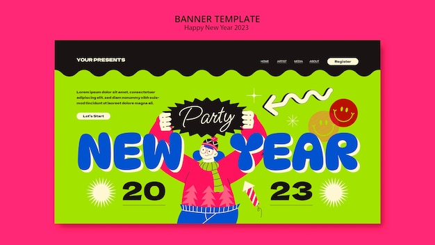 Free PSD happy new year banner template