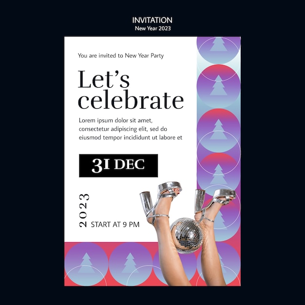 Free PSD happy new year invitation template