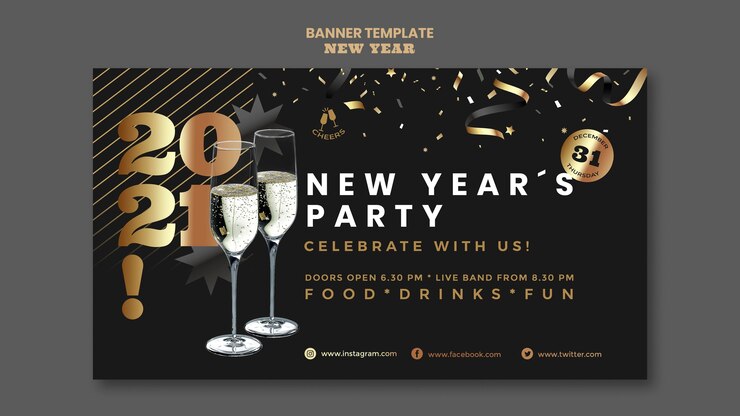 Free PSD happy new year party banner template