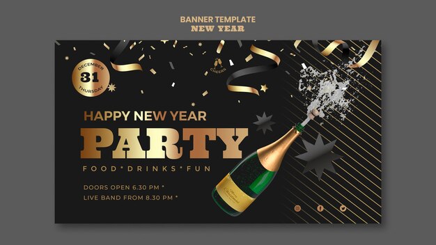 Happy new year party banner template