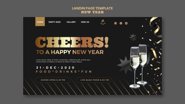 Happy new year party landing page template