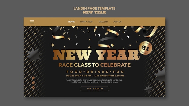 Happy new year party landing page template