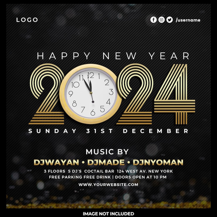 Free PSD happy new year party post template