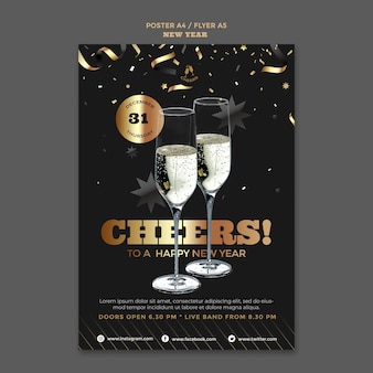 Happy new year party poster template