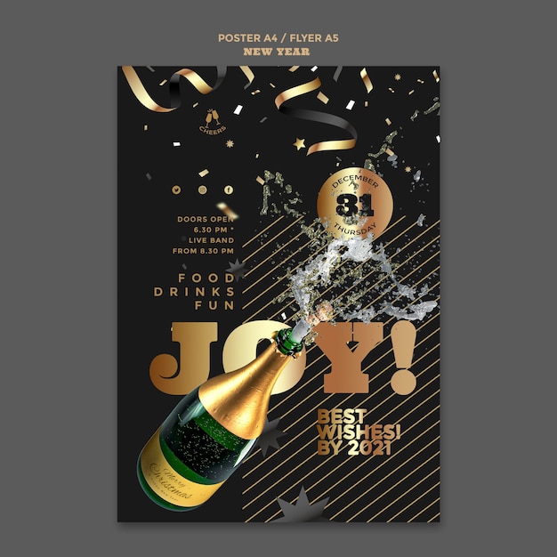 Free PSD happy new year party poster template