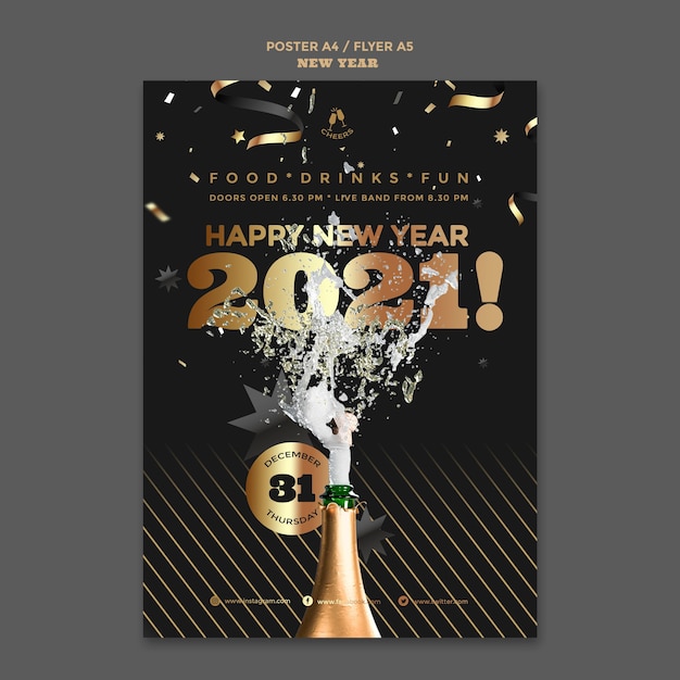 Happy new year party poster template