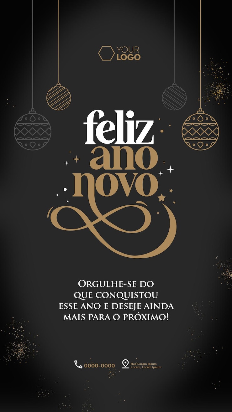 Free PSD happy new year social media stories black background