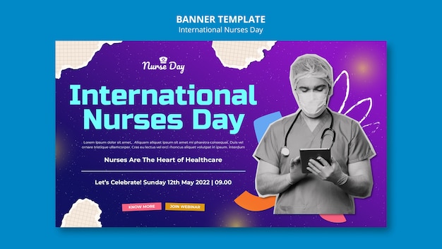 Free PSD happy nurses day horizontal banner