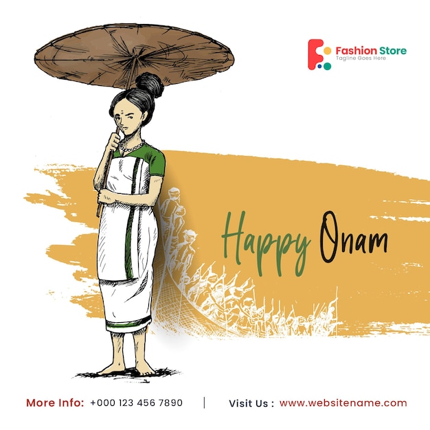 Happy Onam celebration social media post flyer banner poster leaflet.