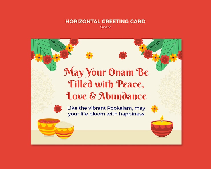मुफ़्त PSD happy onam greeting card