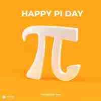 PSD gratuito happy pi day con il simbolo pi 3d rende l'illustrazione