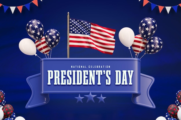 Free PSD happy presidents day 3d social media banner design template