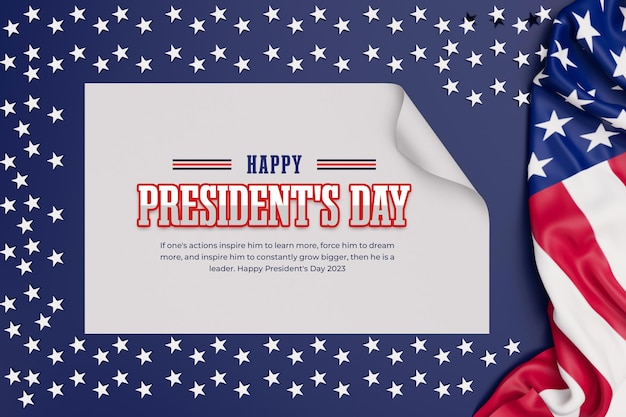 Felice giorno dei presidenti d'america modello di banner post 3d