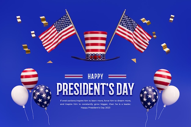 Free PSD happy presidents day with creative composition banner template