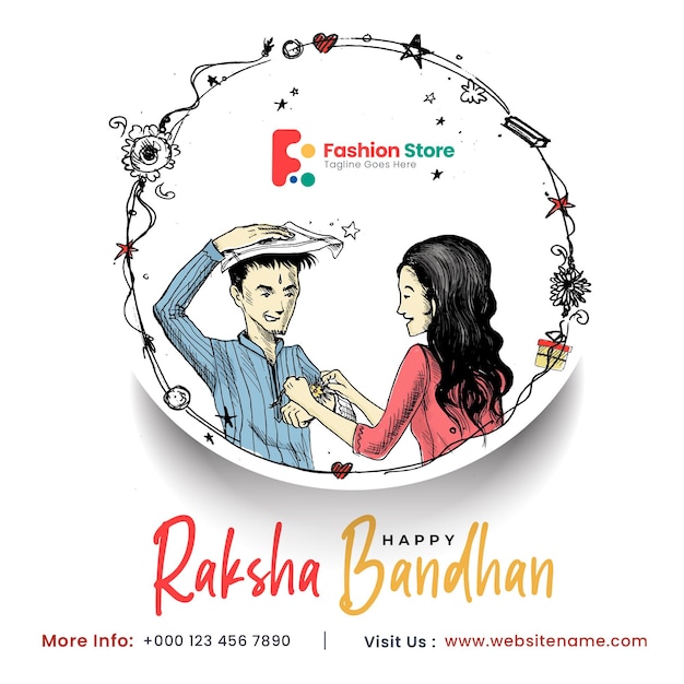 해피 Raksha Bandhan 축하 소셜 미디어 포스트 전단지 배너 포스터.