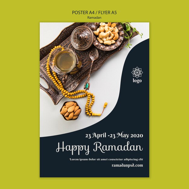 Happy ramadan flyer concept template