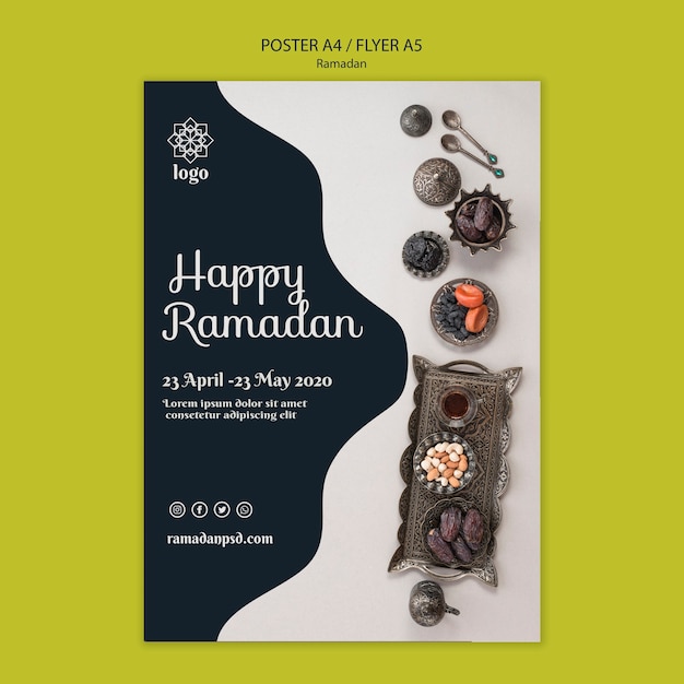 Modello di concetto di poster felice ramadan