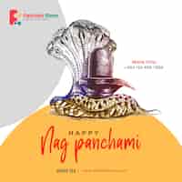 Free PSD happy shivratri - subh nag panchami - mahashivaratri social media post poster flyer template.