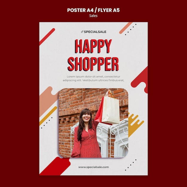 Free PSD happy shopper poster template