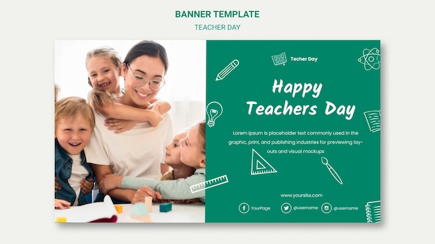 Free PSD happy teacher's day banner template