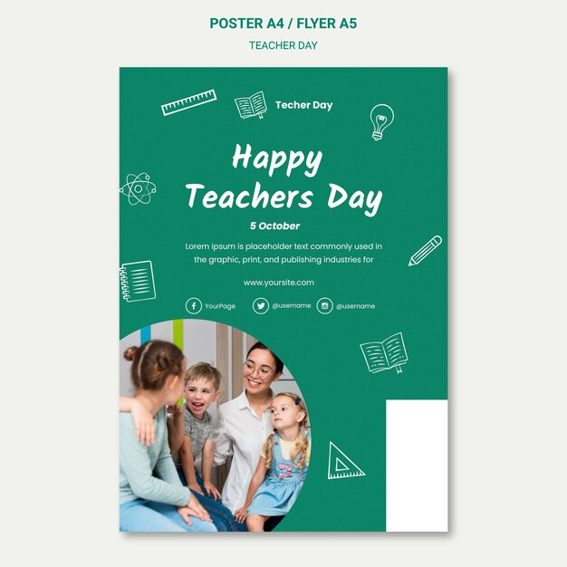 happy teacher's day poster template