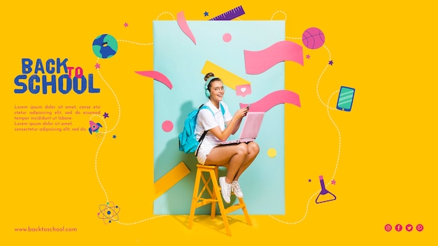 Happy teenager girl sitting on a chair