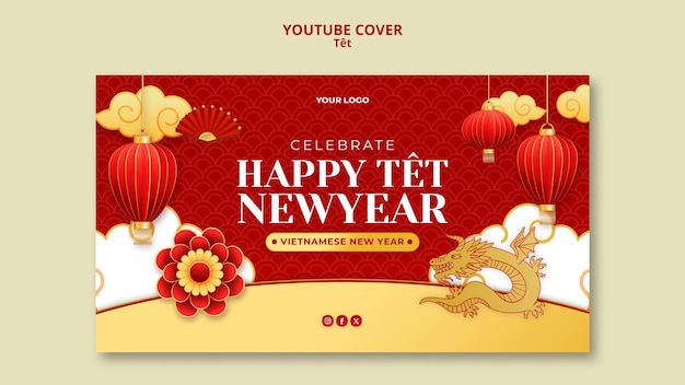 Free PSD happy têt celebration youtube cover
