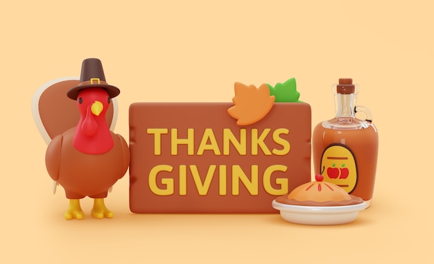 Free PSD happy thanksgiving background with icons design