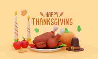 Free PSD happy thanksgiving background with icons design