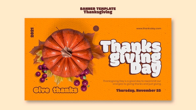 Free PSD happy thanksgiving day horizontal banner template