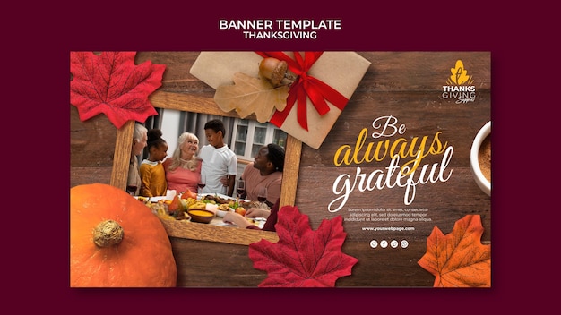 Free PSD happy thanksgiving day horizontal banner template