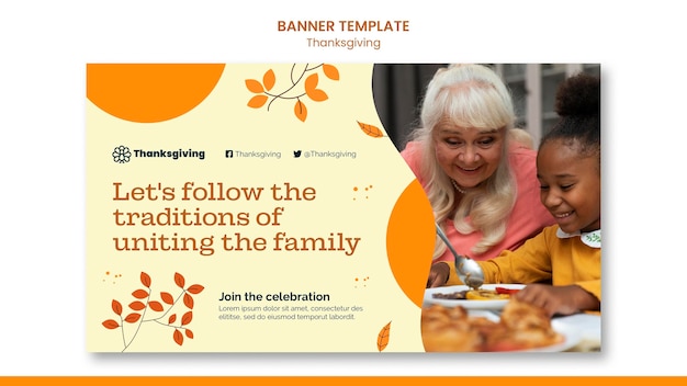 Free PSD happy thanksgiving day horizontal banner template