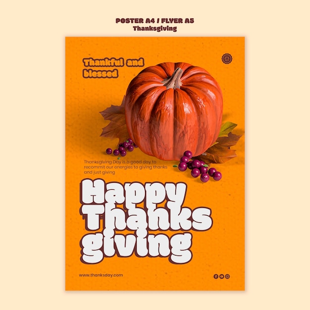 Happy thanksgiving day vertical print template