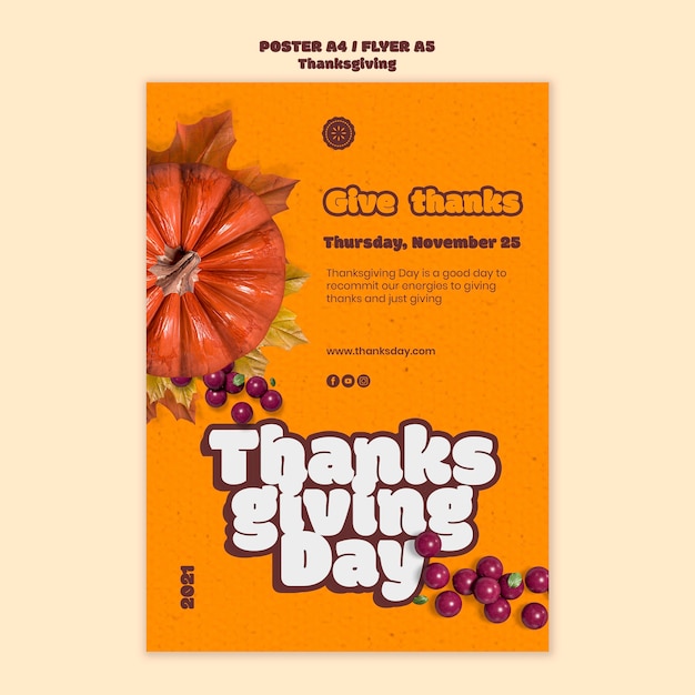 Free PSD happy thanksgiving day vertical print template