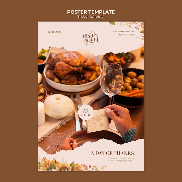 Free PSD happy thanksgiving day vertical print template