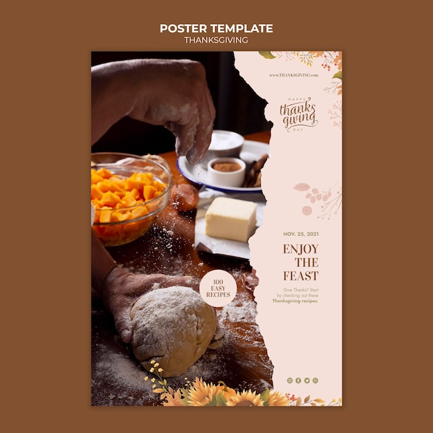 Free PSD happy thanksgiving day vertical print template