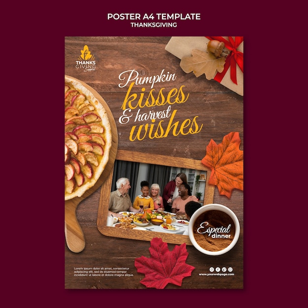 Free PSD happy thanksgiving day vertical print template