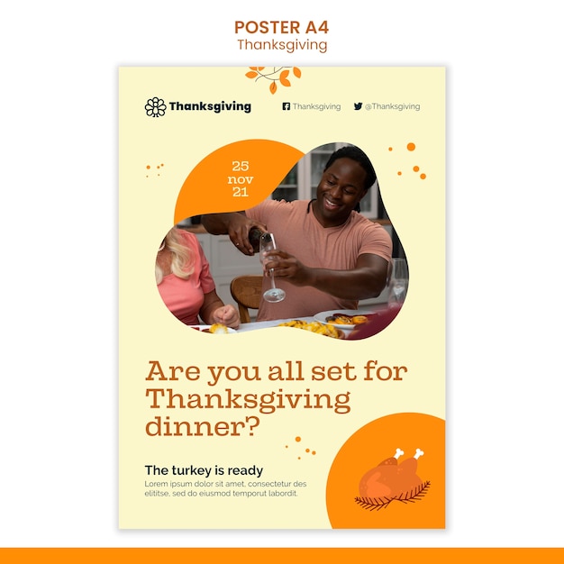 Happy thanksgiving day vertical print template