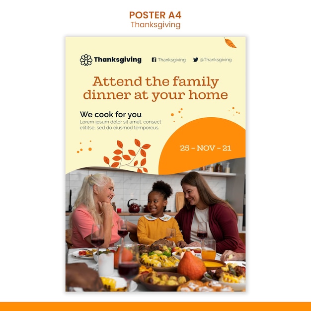 Happy thanksgiving day vertical print template