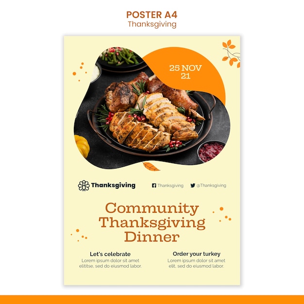 Free PSD happy thanksgiving day vertical print template